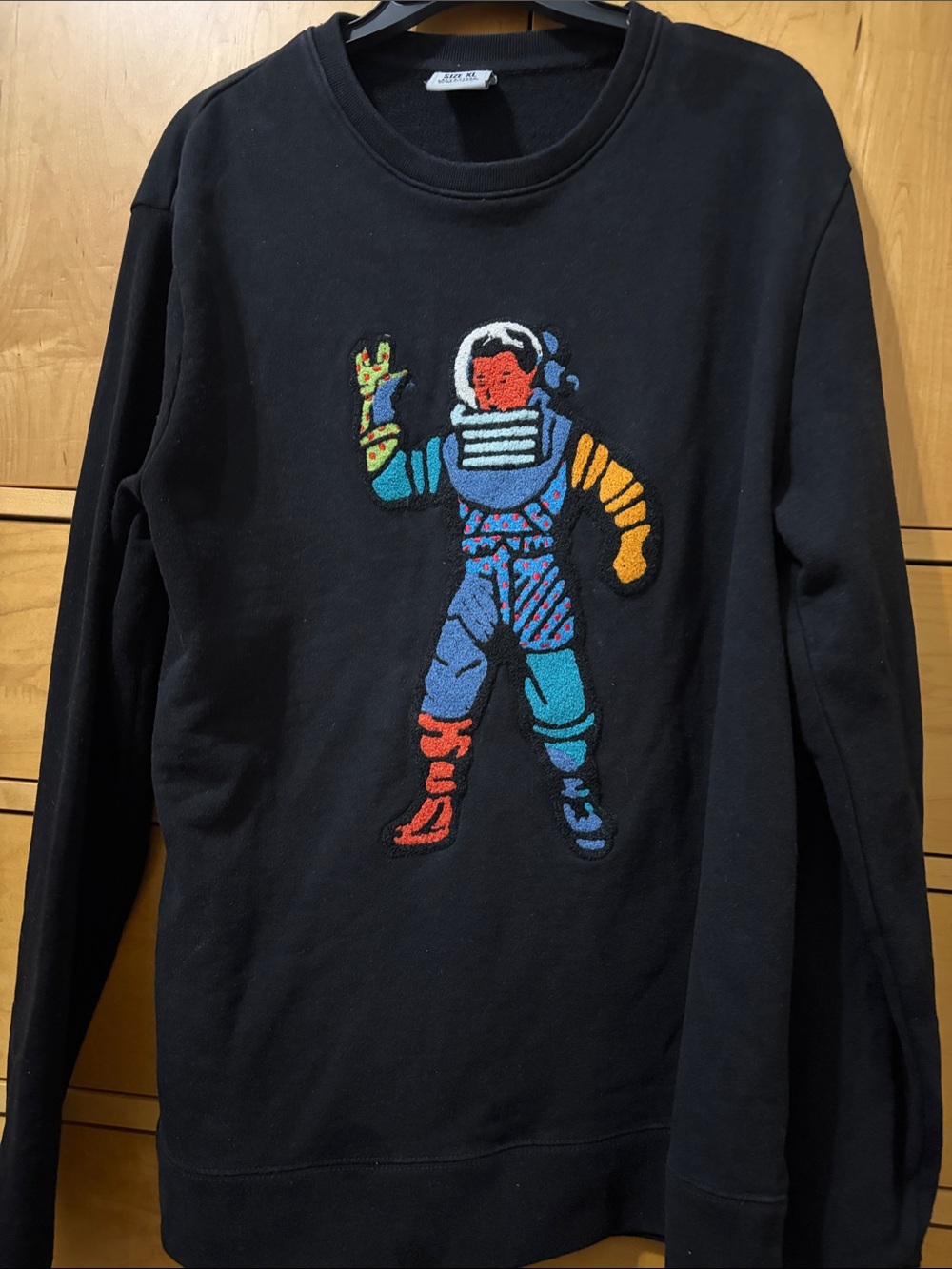 Billionaire Boys Club Black Sweater with Multicolor Astronaut Embroidered Patch - Picture 1 of 7